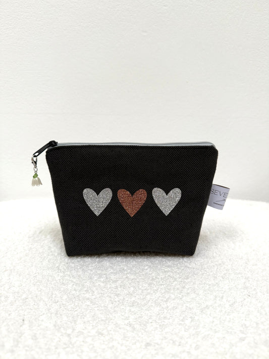Tasche Herzen Silber-Braun