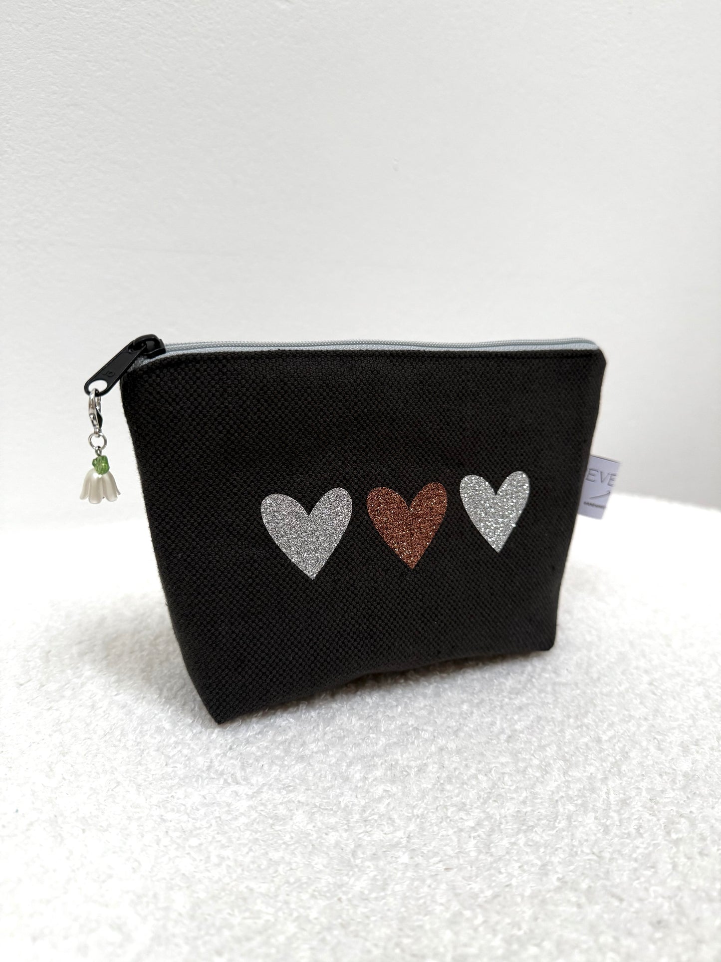Tasche Herzen Silber-Braun